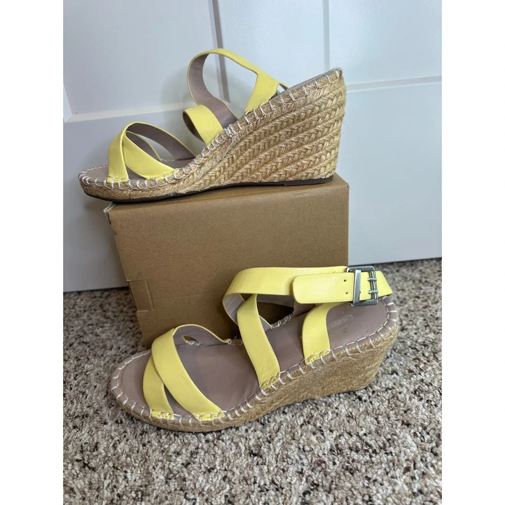Charles/Charles David Yellow Sunshine Espadrille Wedge Sandals 9.5M‎ Worn Once